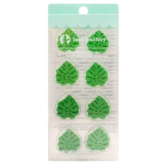 Sweet Tooth Fairy&#xAE; Green Tropical Leaves Icing Decorations, 8ct.